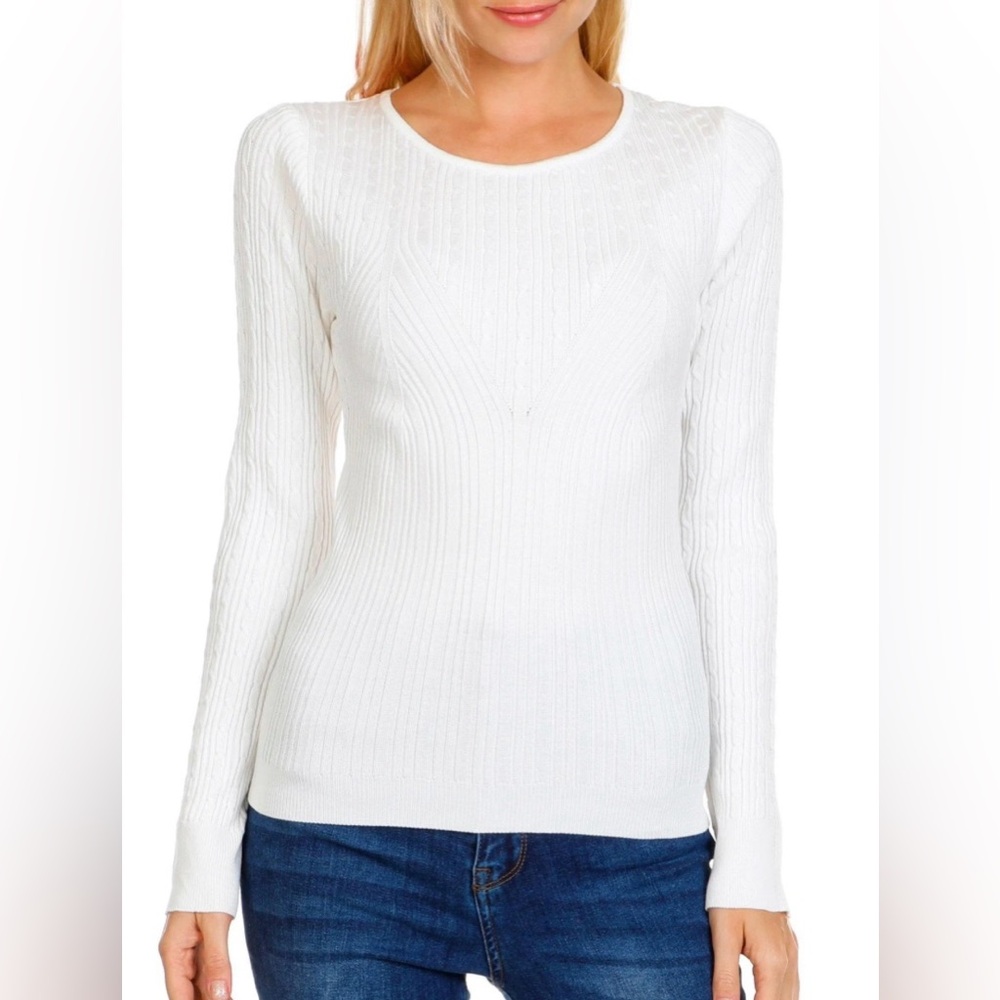 •NWT•Almost Famous Solid Cable Knit Sweater Top